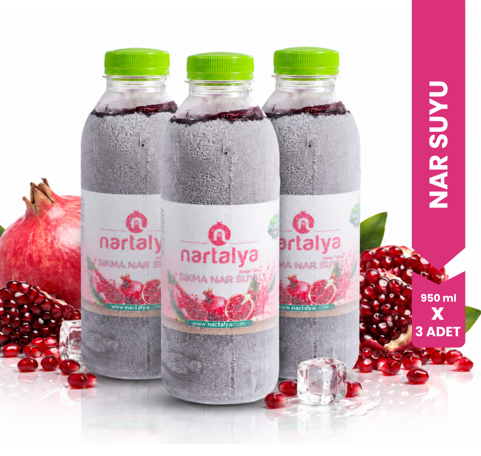 Sıkma Nar Suyu 3 Adet 950 ml.Dondurulmuş doğal nar suyu