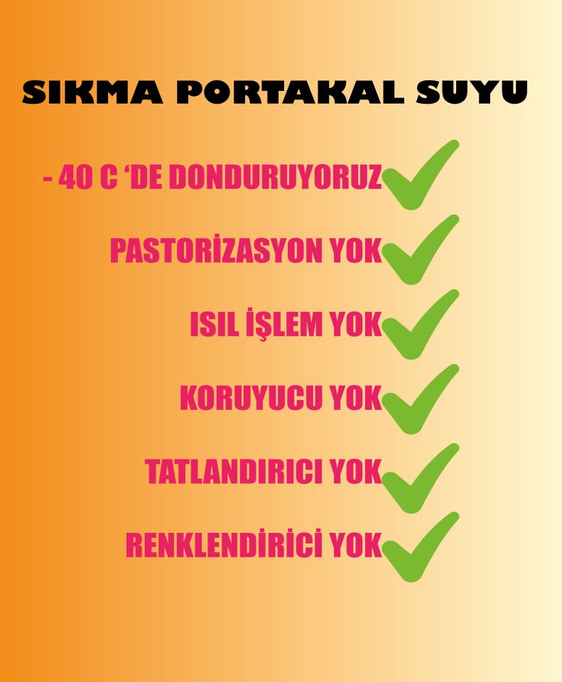 Sıkma Portakal Suyu 3 Adet 950 ml.Dondurulmuş Ürün