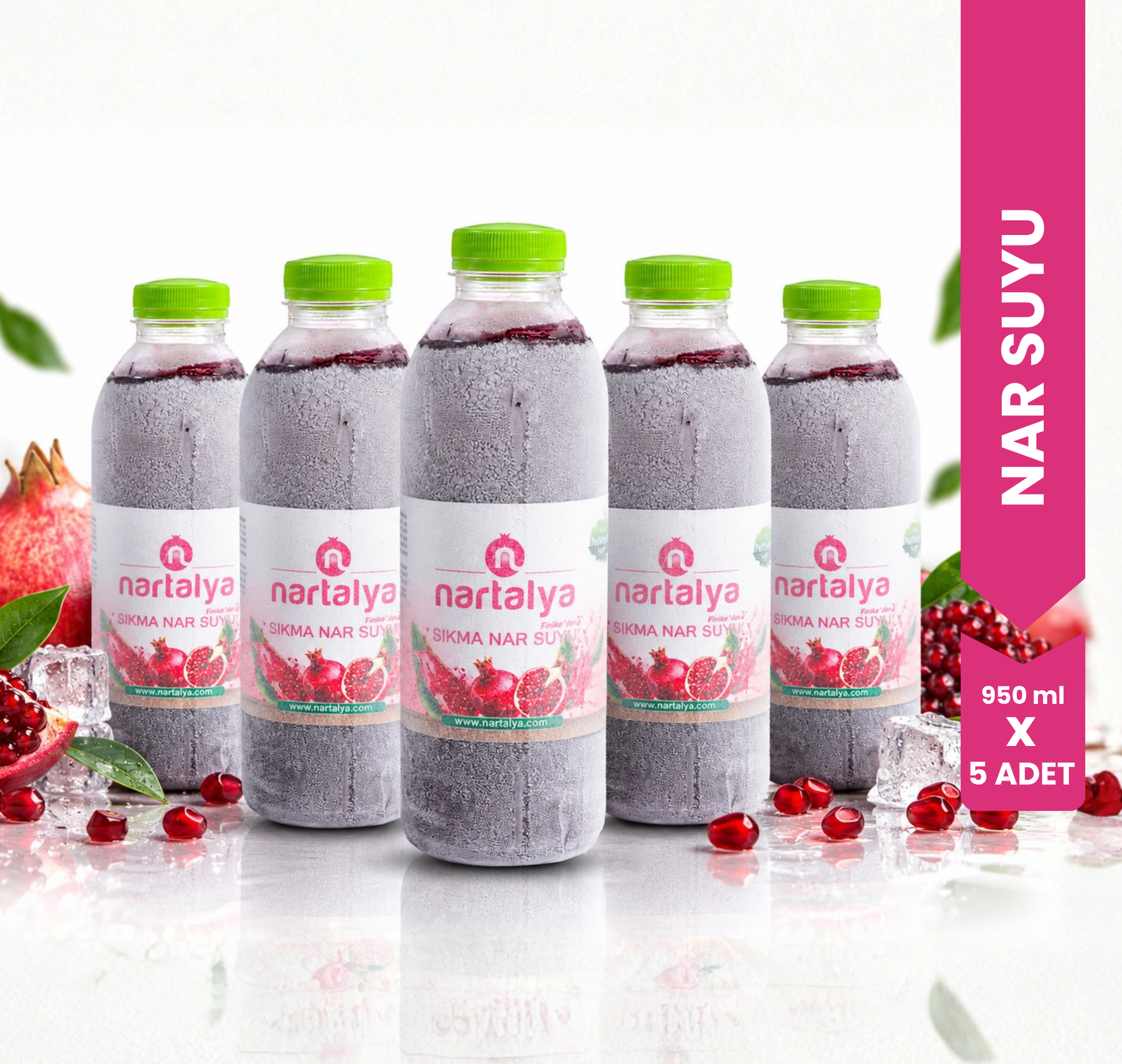 Nartalya Dondurulmuş Sıkma Nar Suyu (5 x 950 ml)
