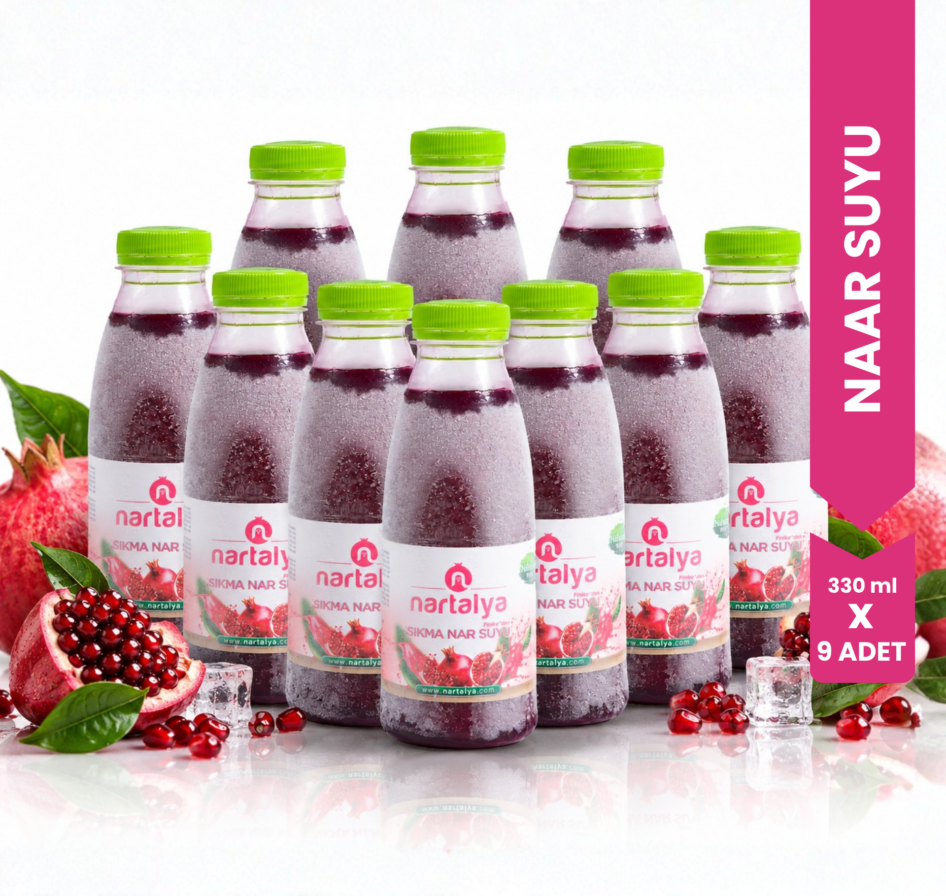 Nartalya %100 Doğal Dondurulmuş Sıkma Nar Suyu (9 x 330 ml)