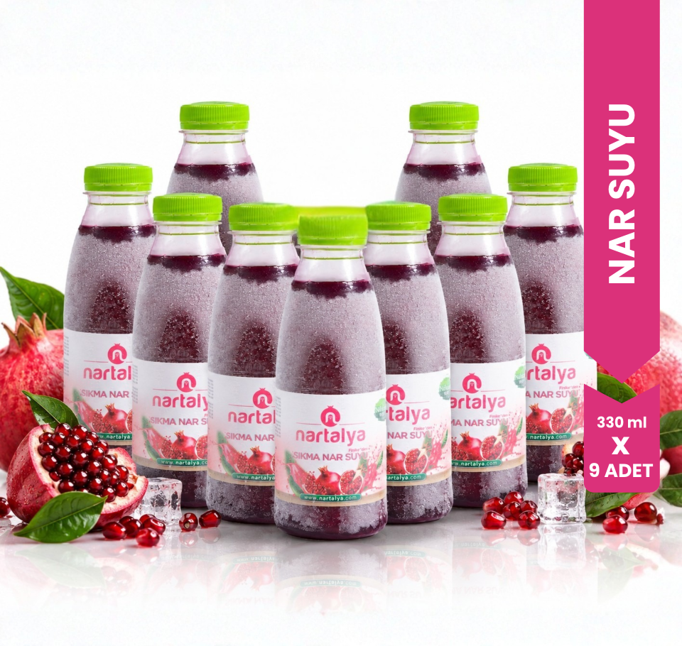 Nartalya %100 Doğal Dondurulmuş Sıkma Nar Suyu (9 x 330 ml)