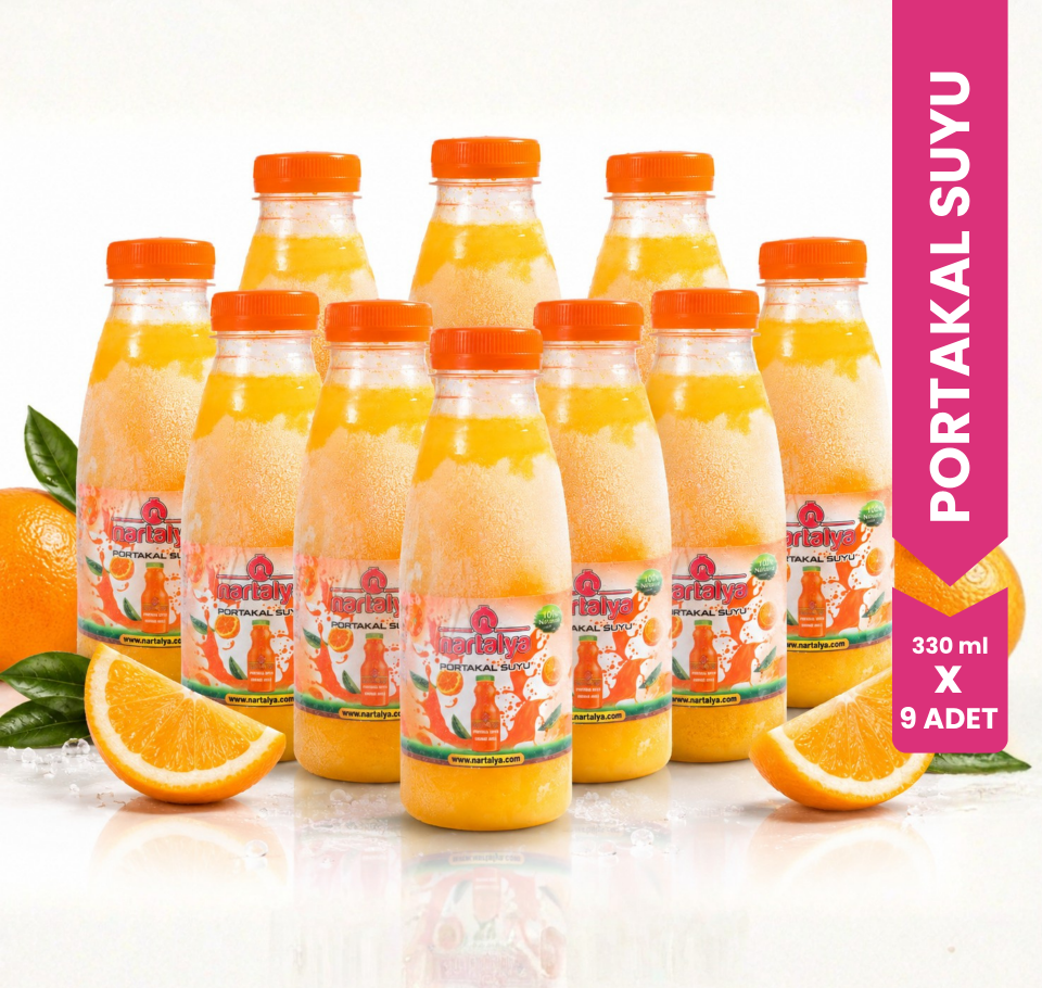Nartalya %100 Doğal Dondurulmuş Sıkma Portakal Suyu (9 x 330 ml)