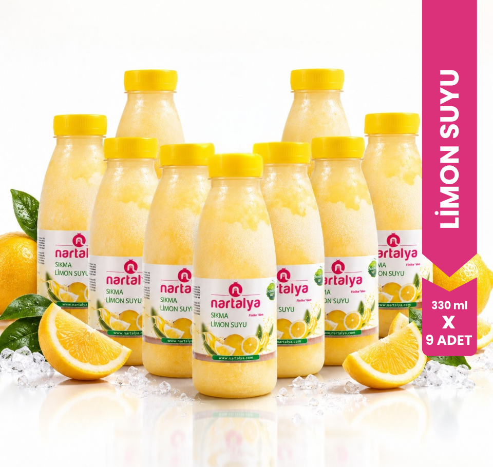 Nartalya %100 Doğal Dondurulmuş Sıkma Limon Suyu (9 x 330 ml)