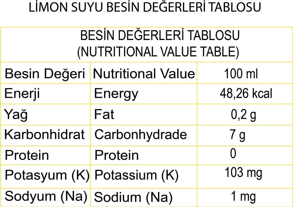 Sıkma Limon Suyu 9 Adet 330 ml.Dondurulmuş Ürün