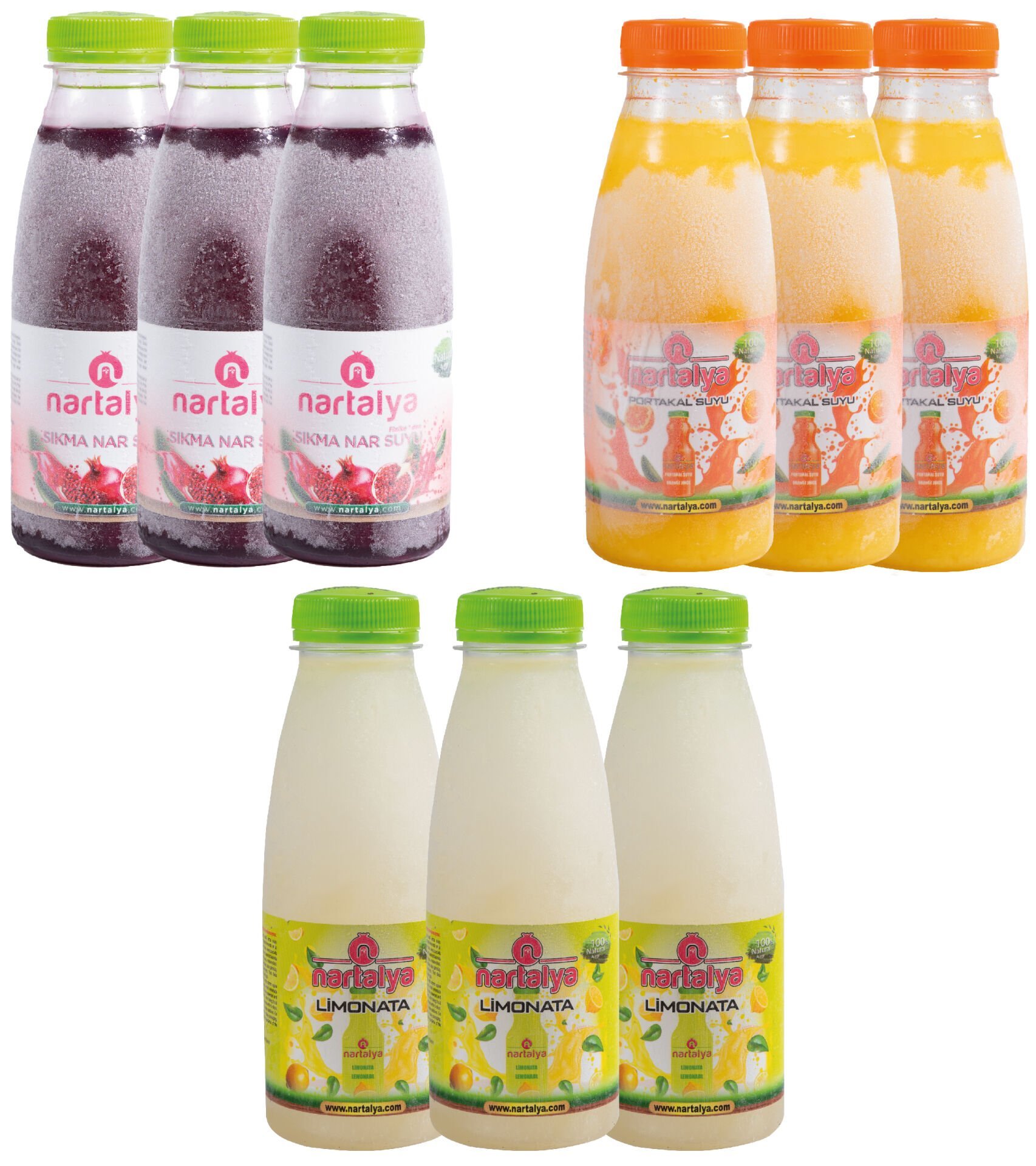 Sıkma Nar Portakal, Limonata 3 er Adet 330 ml.Dondurulmuş Ürün
