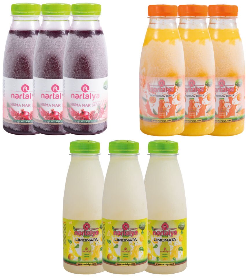 Sıkma Nar Portakal, Limonata 3 er Adet 330 ml.Dondurulmuş Ürün